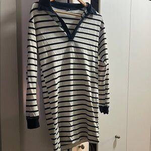 Monrow Black and White Striped Dress